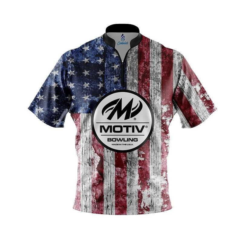 Motiv Rustic Flag Quick Ship CoolWick Sash Zip Bowling Jersey 3 Motiv Rustic Flag Quick Ship CoolWick Sash Zip Bowling Jersey