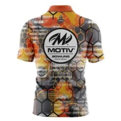 Motiv Fire Honeycomb Quick Ship CoolWick Sash Zip Bowling Jersey -Bowler Smart Shop Motiv Fire honeycomb back
