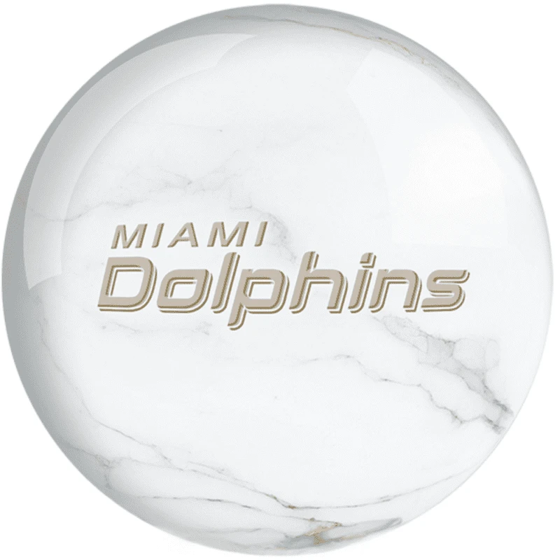 OTB NFL Miami Dolphins White Marble Bowling Ball 4 OTB NFL Miami Dolphins White Marble Bowling Ball - Image 2