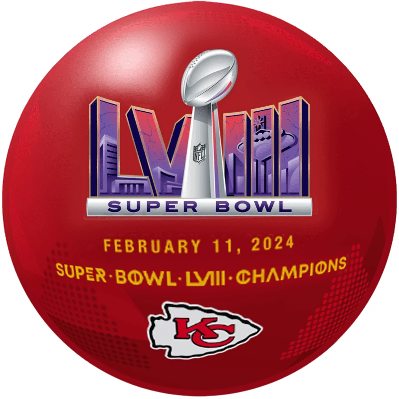 OTB NFL Red Kansas City Chiefs Super Bowl LVIII Champions Bowling Ball 3 OTB NFL Red Kansas City Chiefs Super Bowl LVIII Champions Bowling Ball