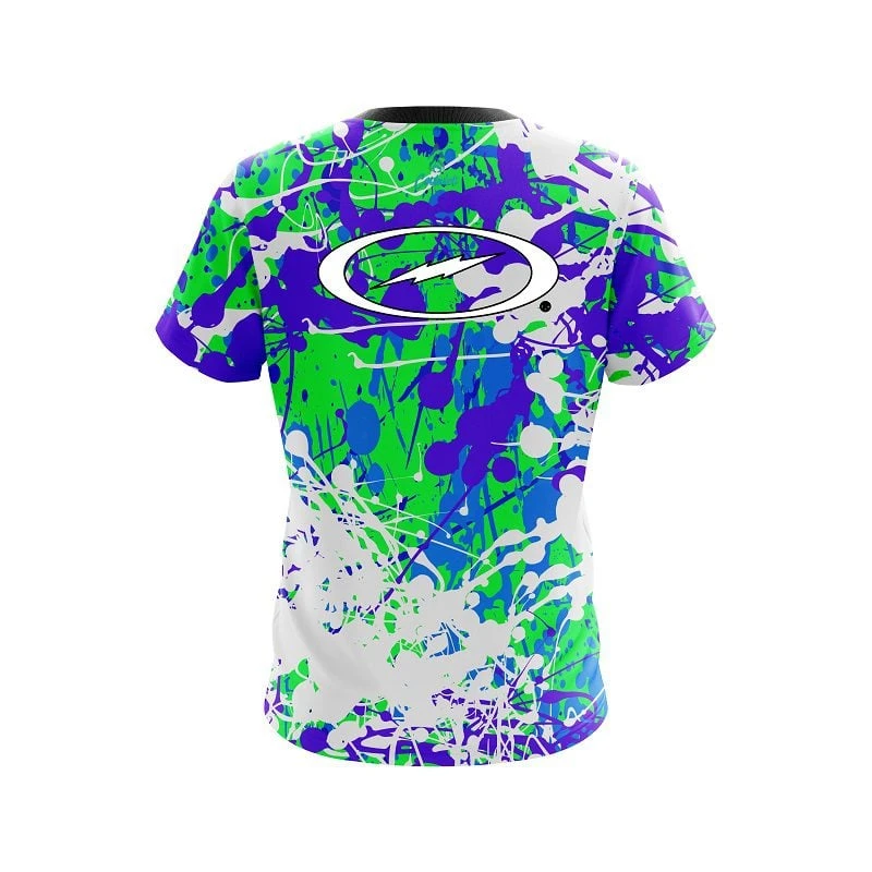 Storm Paint Splatter Green Purple CoolWick Bowling Jersey 4 Storm Paint Splatter Green Purple CoolWick Bowling Jersey - Image 2