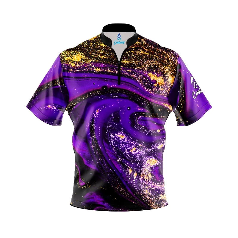 Purple Gold Liquid Marble Fast Track CoolWick Bowling Jersey 3 Purple Gold Liquid Marble Fast Track CoolWick Bowling Jersey
