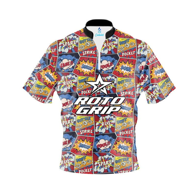 Roto Grip Comic Quick Ship CoolWick Sash Zip Bowling Jersey 3 Roto Grip Comic Quick Ship CoolWick Sash Zip Bowling Jersey