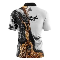 Radical Black And Gold Liquid Marble Quick Ship CoolWick Sash Zip Bowling Jersey -Bowler Smart Shop RADICAL Liquid Gold Back