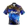 Radical Blue Gold Liquid Marble Quick Ship CoolWick Sash Zip Bowling Jersey