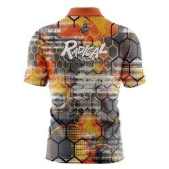 Radical Fire Honeycomb Quick Ship CoolWick Sash Zip Bowling Jersey -Bowler Smart Shop Radical Fire honeycomb back