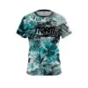Storm Aqua Tropical Leafs Effect CoolWick Bowling Jersey -Bowler Smart Shop Storm Aqua Tropical Leafs Effect Front