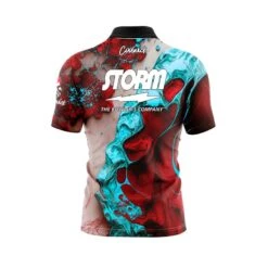 Storm Bloody Teal Quick Ship CoolWick Sash Zip Bowling Jersey 5 Storm Bloody Teal Quick Ship CoolWick Sash Zip Bowling Jersey -Bowler Smart Shop Storm Blood Teal Back