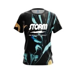 Storm Blue And Gold Liquid Marble CoolWick Bowling Jersey
