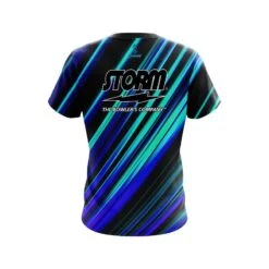 Storm Blue And Green Digital Stripe CoolWick Bowling Jersey 7 Storm Blue And Green Digital Stripe CoolWick Bowling Jersey -Bowler Smart Shop Storm Blue And Green Digital Stripes Back