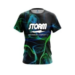 Storm Blue Green Smoke CoolWick Bowling Jersey