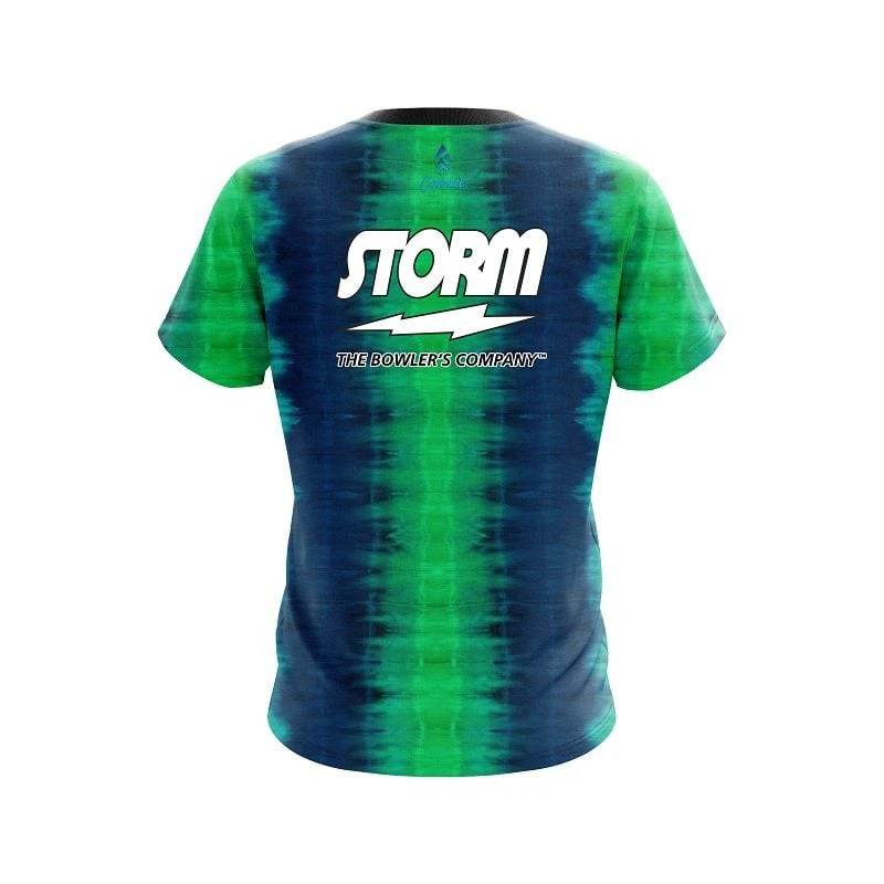 Storm Blue And Green Tie Dye CoolWick Bowling Jersey 4 Storm Blue And Green Tie Dye CoolWick Bowling Jersey - Image 2