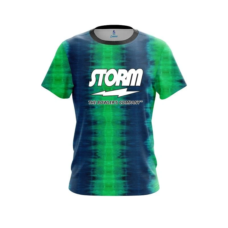 Storm Blue And Green Tie Dye CoolWick Bowling Jersey 3 Storm Blue And Green Tie Dye CoolWick Bowling Jersey