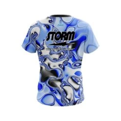 Storm Blue And White Liquid Canvas CoolWick Bowling Jersey -Bowler Smart Shop Storm Blue And White Liquid Canvas Back