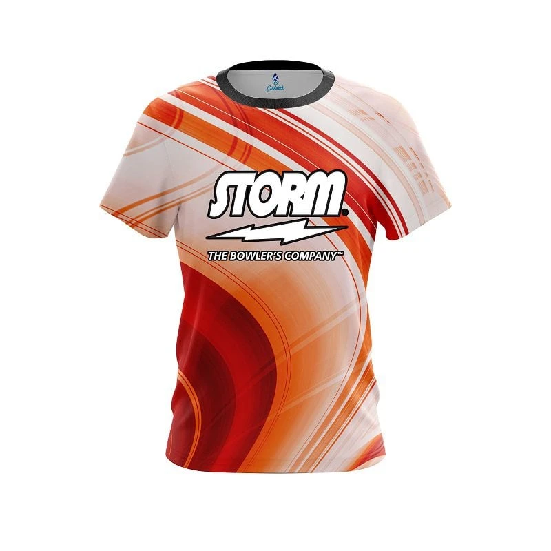 Storm Curvy Orange Pattern CoolWick Bowling Jersey 3 Storm Curvy Orange Pattern CoolWick Bowling Jersey
