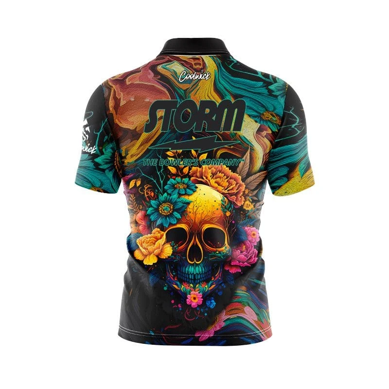Storm Floral Skullscape Fast Track CoolWick Bowling Jersey 4 Storm Floral Skullscape Fast Track CoolWick Bowling Jersey - Image 2