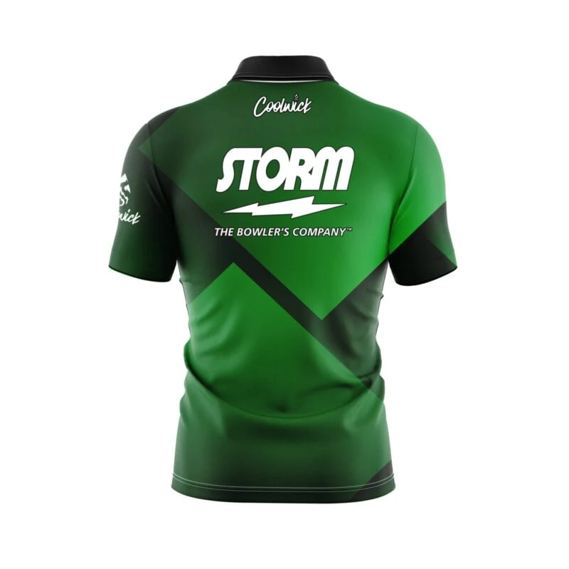 Storm Green Blocks Quick Ship CoolWick Sash Zip Bowling Jersey 4 Storm Green Blocks Quick Ship CoolWick Sash Zip Bowling Jersey - Image 2