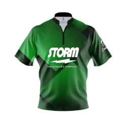 Storm Green Blocks Quick Ship CoolWick Sash Zip Bowling Jersey