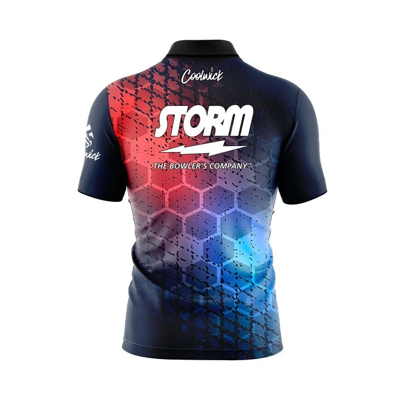Storm Grunge Sport Hex Quick Ship CoolWick Sash Zip Bowling Jersey 4 Storm Grunge Sport Hex Quick Ship CoolWick Sash Zip Bowling Jersey - Image 2