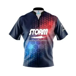 Storm Grunge Sport Hex Quick Ship CoolWick Sash Zip Bowling Jersey