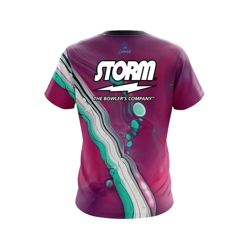 Storm Pink And Green Liquid CoolWick Bowling Jersey 4 Storm Pink And Green Liquid CoolWick Bowling Jersey - Image 2