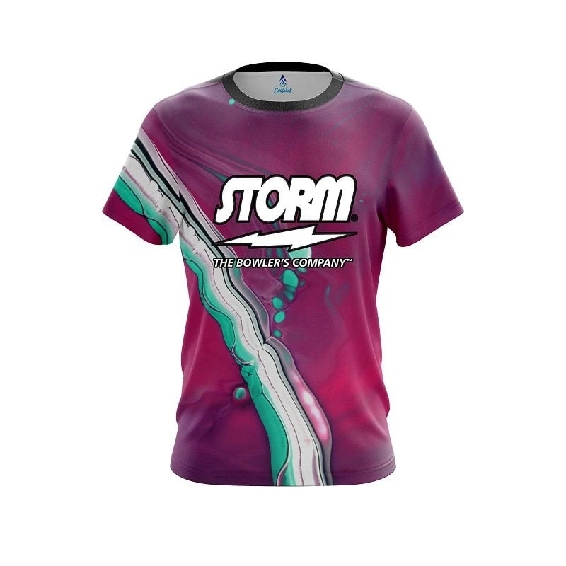 Storm Pink And Green Liquid CoolWick Bowling Jersey 3 Storm Pink And Green Liquid CoolWick Bowling Jersey