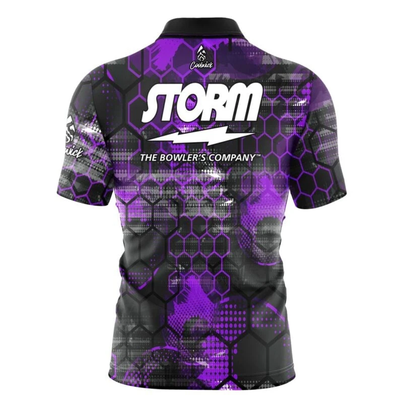 Storm Purple Honeycomb Quick Ship CoolWick Bowling Jersey 4 Storm Purple Honeycomb Quick Ship CoolWick Bowling Jersey - Image 2