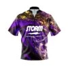 Storm Purple Gold Liquid Marble Quick Ship CoolWick Sash Zip Bowling Jersey -Bowler Smart Shop Storm Purple and Gold Liquid Marble Front 1