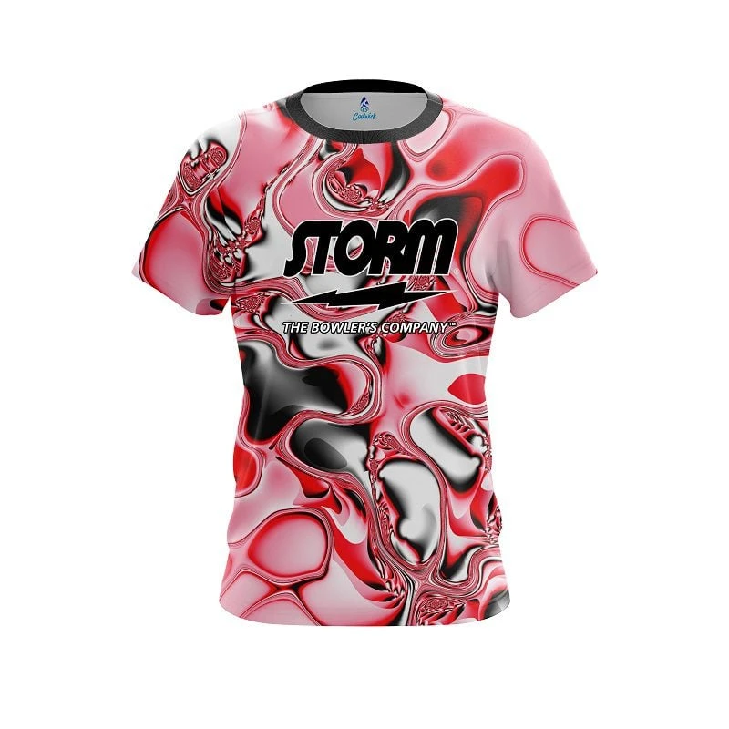 Storm Red And White Liquid Canvas CoolWick Bowling Jersey 3 Storm Red And White Liquid Canvas CoolWick Bowling Jersey