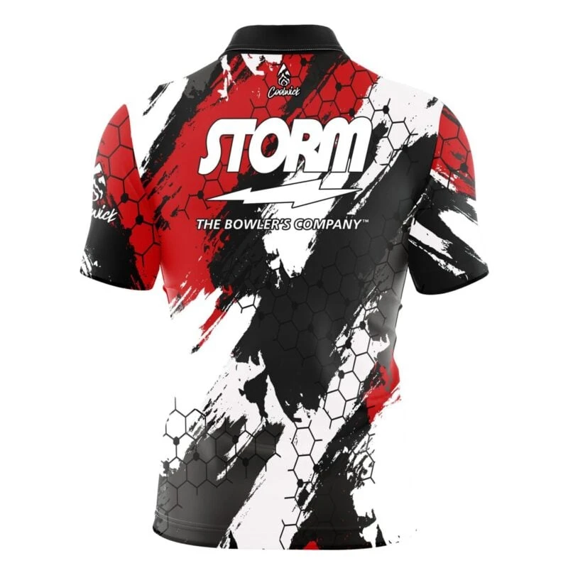 Storm Red Hexagram Quick Ship CoolWick Bowling Jersey 4 Storm Red Hexagram Quick Ship CoolWick Bowling Jersey - Image 2