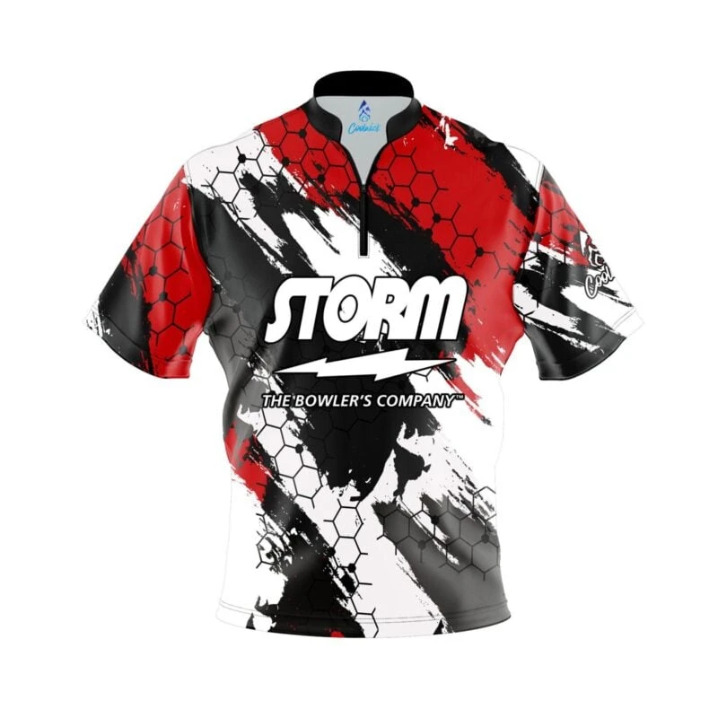 Storm Red Hexagram Quick Ship CoolWick Bowling Jersey 3 Storm Red Hexagram Quick Ship CoolWick Bowling Jersey