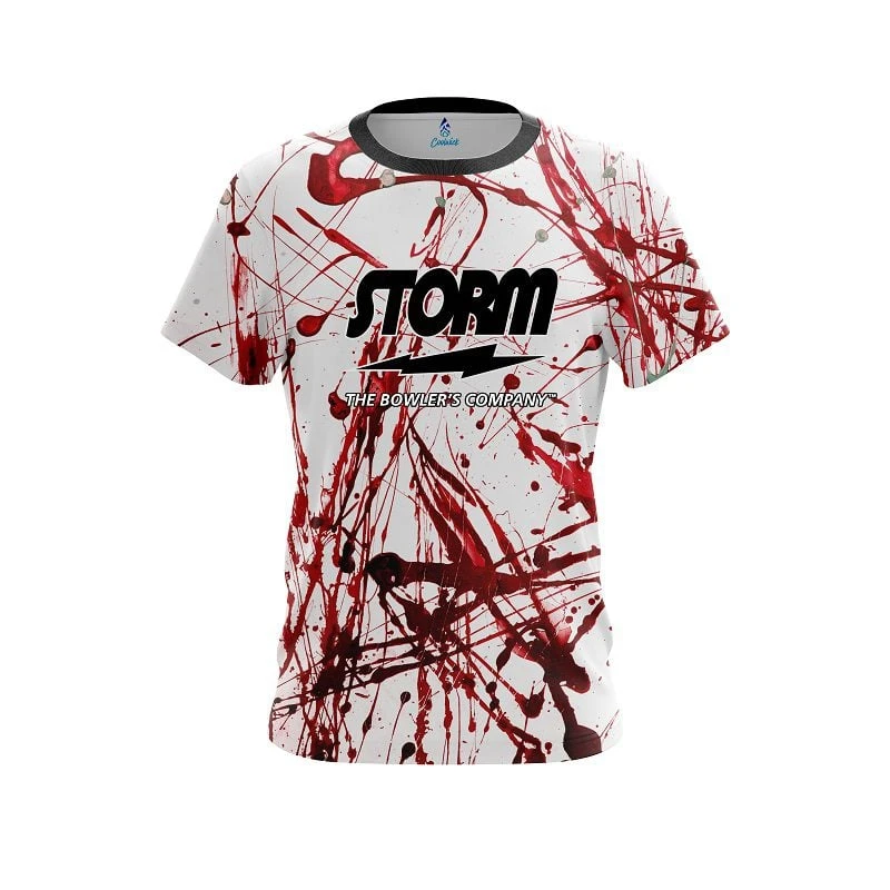 Storm Red Paint Splash CoolWick Bowling Jersey 3 Storm Red Paint Splash CoolWick Bowling Jersey