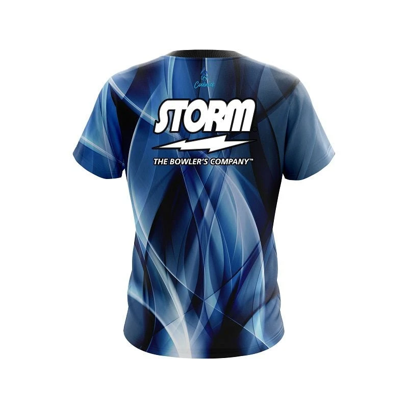 Storm Wavy Blue Swirl CoolWick Bowling Jersey 4 Storm Wavy Blue Swirl CoolWick Bowling Jersey - Image 2