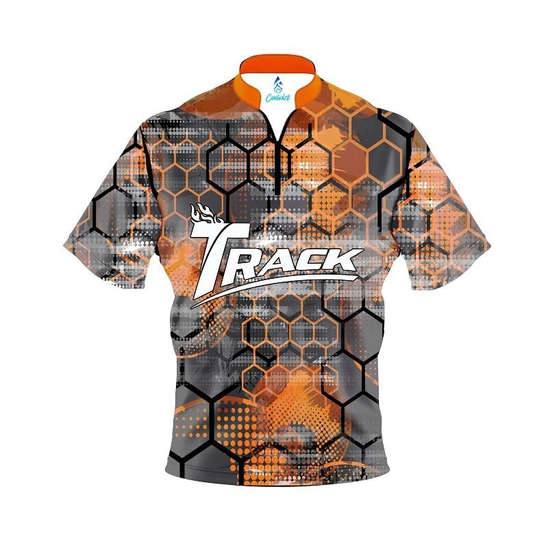 Track Fire Honeycomb Quick Ship CoolWick Sash Zip Bowling Jersey 3 Track Fire Honeycomb Quick Ship CoolWick Sash Zip Bowling Jersey