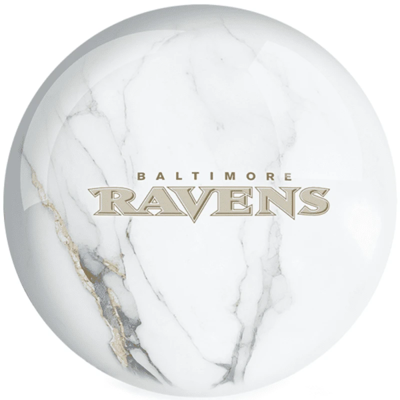 OTB NFL Baltimore Ravens White Marble Bowling Ball 4 OTB NFL Baltimore Ravens White Marble Bowling Ball - Image 2