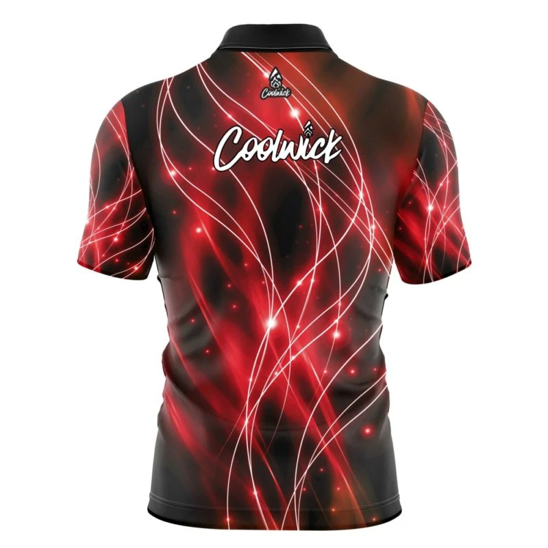 Signature Red Spirals Quick Ship CoolWick Sash Zip Bowling Jersey 4 Signature Red Spirals Quick Ship CoolWick Sash Zip Bowling Jersey - Image 2