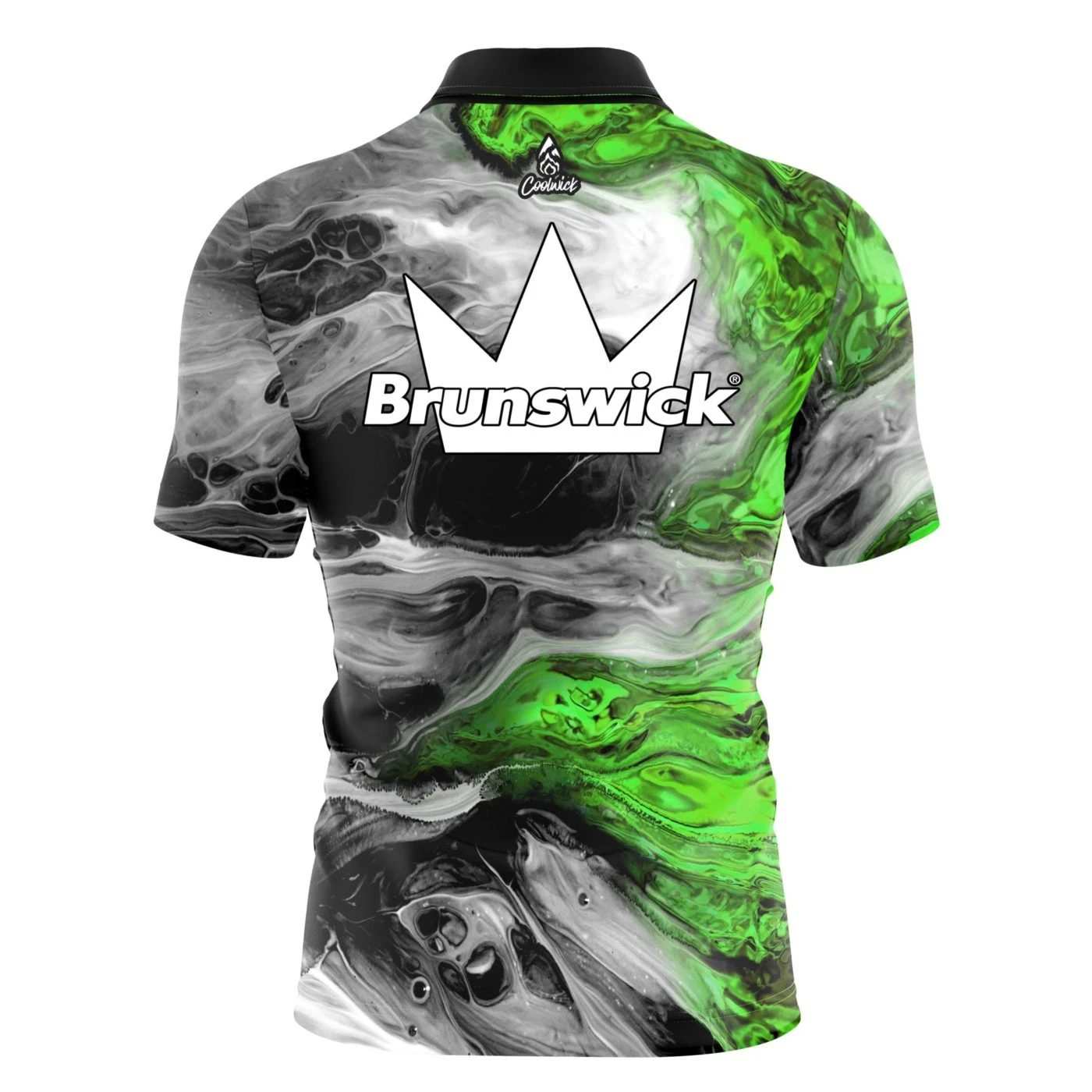 Brunswick Green Lava Quick Ship CoolWick Sash Zip Bowling Jersey 4 Brunswick Green Lava Quick Ship CoolWick Sash Zip Bowling Jersey - Image 2