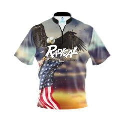 Radical Sunset Eagle 2.0 Quick Ship CoolWick Sash Zip Bowling Jersey
