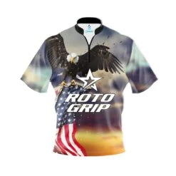Roto Grip Sunset Eagle 2.0 Quick Ship CoolWick Sash Zip Bowling Jersey