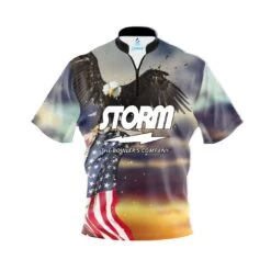 Storm Sunset Eagle 2.0 Quick Ship CoolWick Sash Zip Bowling Jersey
