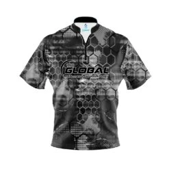 900 Global Blackout Honeycomb Quick Ship CoolWick Sash Zip Bowling Jersey