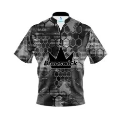 Brunswick Blackout Honeycomb Quick Ship CoolWick Sash Zip Bowling Jersey