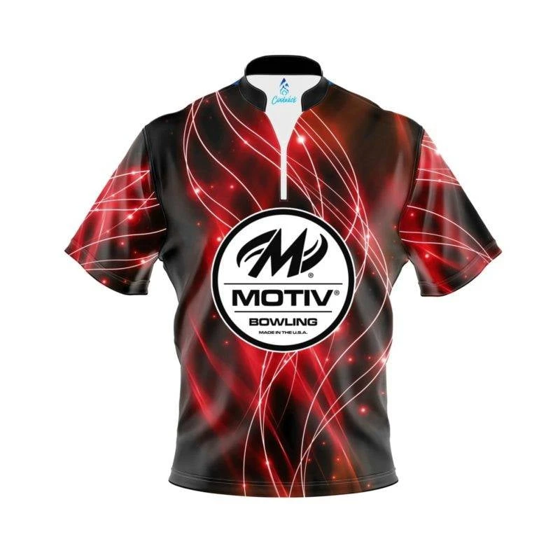 Motiv Red Spirals Quick Ship CoolWick Sash Zip Bowling Jersey 3 Motiv Red Spirals Quick Ship CoolWick Sash Zip Bowling Jersey