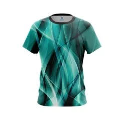 Plain Wavy Aqua Swirl CoolWick Bowling Jersey