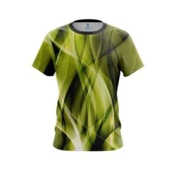 Plain Wavy Yellow Swirl CoolWick Bowling Jersey