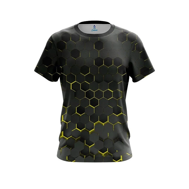 Plain Yellow Honeycomb Fusion CoolWick Bowling Jersey 3 Plain Yellow Honeycomb Fusion CoolWick Bowling Jersey