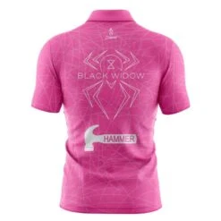 Hammer Black Widow Pink Quick Ship CoolWick Sash Zip Bowling Jersey 5 Hammer Black Widow Pink Quick Ship CoolWick Sash Zip Bowling Jersey -Bowler Smart Shop black widow pink qs jersey back