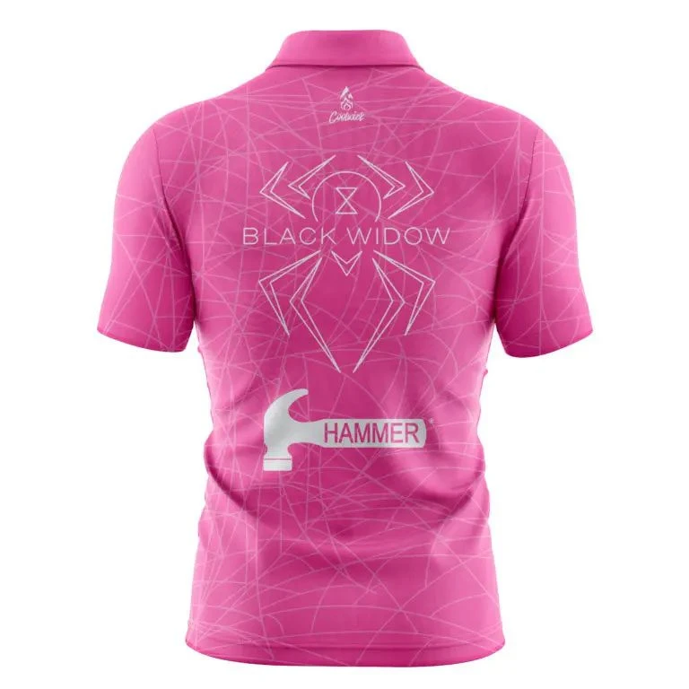 Hammer Black Widow Pink Quick Ship CoolWick Sash Zip Bowling Jersey 4 Hammer Black Widow Pink Quick Ship CoolWick Sash Zip Bowling Jersey - Image 2