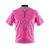Hammer Black Widow Pink Quick Ship CoolWick Sash Zip Bowling Jersey -Bowler Smart Shop black widow pink qs jersey front