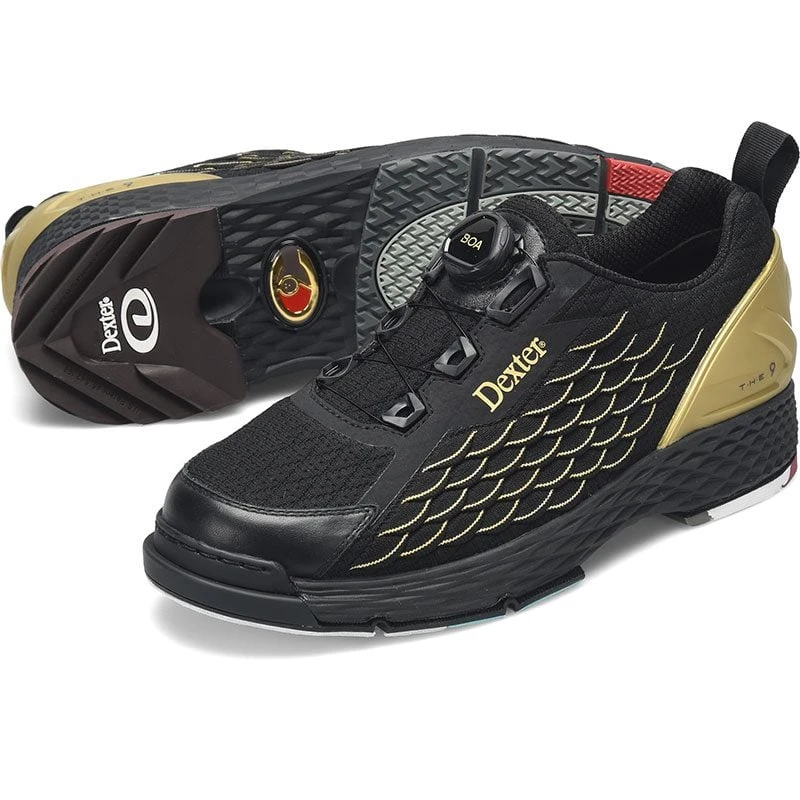 Dexter Mens The C-9 Knit Boa Black Gold Wide Bowling Shoes 4 Dexter Mens The C-9 Knit Boa Black Gold Wide Bowling Shoes - Image 2